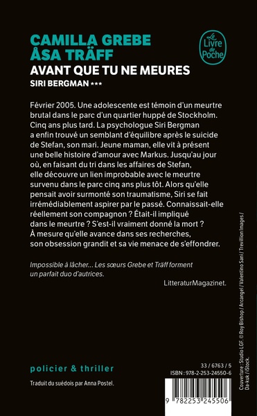 Avant que tu ne meures (Siri Bergman, Tome 3)