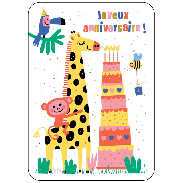 CARTE POSTALE JOYEUX ANNIVERSAIRE GIRAFE