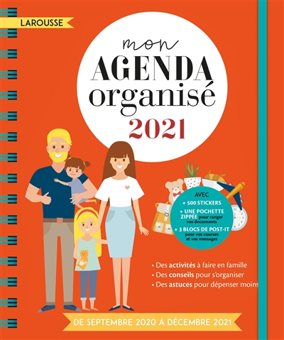 Mon agenda organisé 2021 : de septembre 2020 à décembre 2021