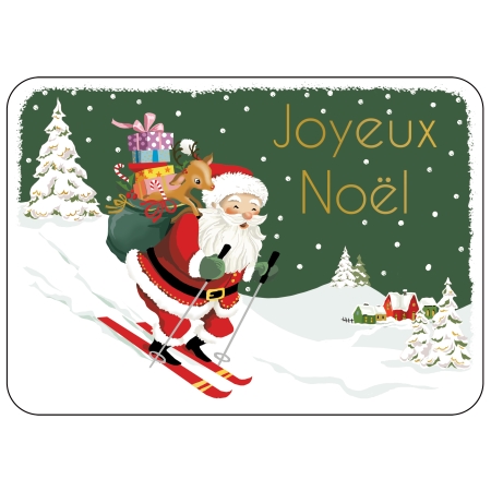 CARTE POSTALE JOYEUX NOEL SKI