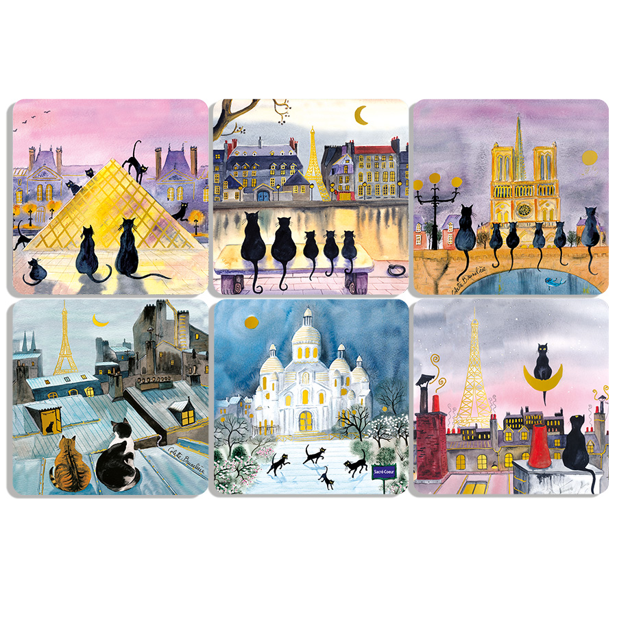 SOUS-VERRES CHATS NOIRS DE PARIS